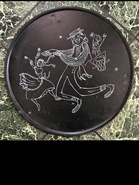Vintage Black Metal Tray Decor